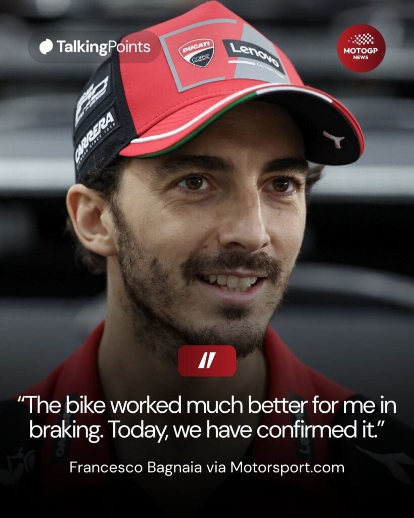 Ducati rider Francesco Bagnaia speaks to the media at the 2026 MotoGP Sepang test