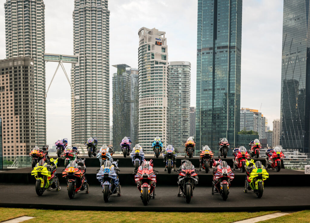 MotoGP bikes at the 6th floor of the Permata Sapura Tower during MotoGP season launch on February 06, 2026