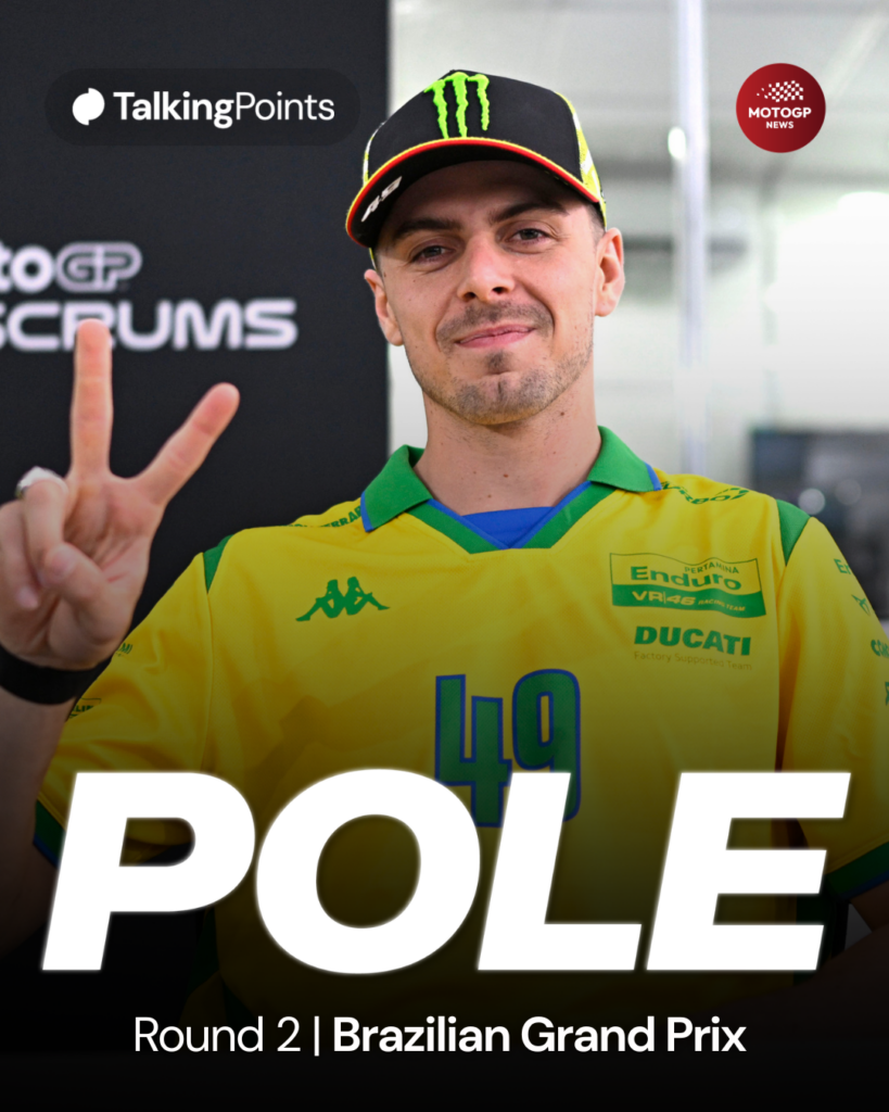 Fabio Di Giannantonio makes a peace gesture at the Brazilian Grand Prix