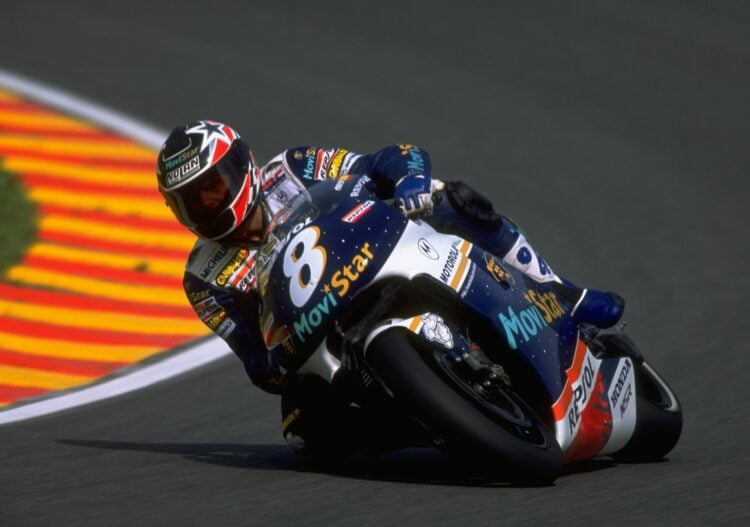 18 May 1997:  Carlos Checa of Spain in action on his Movistar Honda Pons during the Italian Motorcycle Grand Prix at Mugello, Italy.  Mandatory Cre...