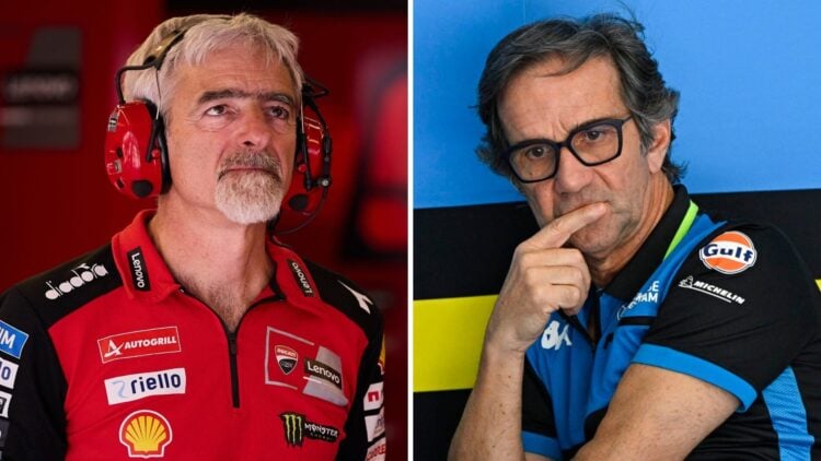Luigi Dall'Igna in the Ducati garage; Davide Brivio in the Trackhouse garage