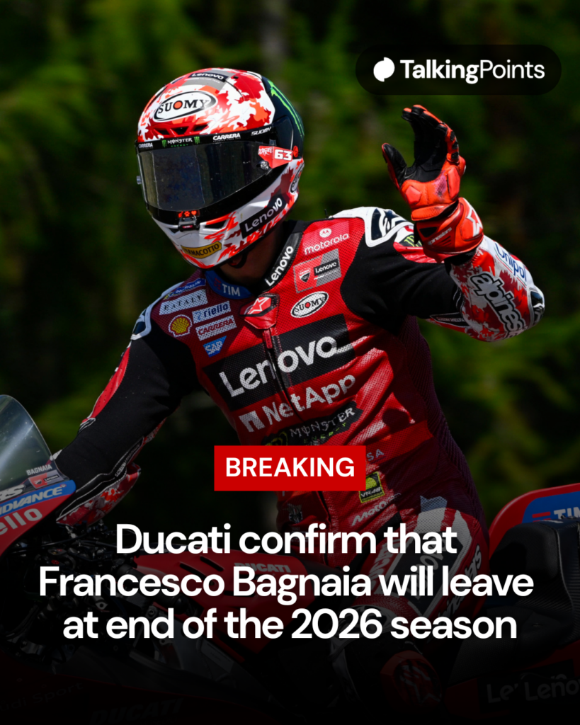 Ducati rider Francesco Bagnaia waves to fans after the 2026 MotoGP Czech Grand Prix