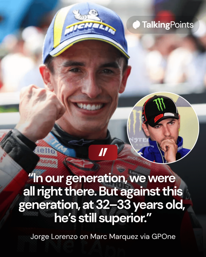 After Ducati rider Marc Marquez won the Czech Grand Prix, Jorge Lorenzo entered.
