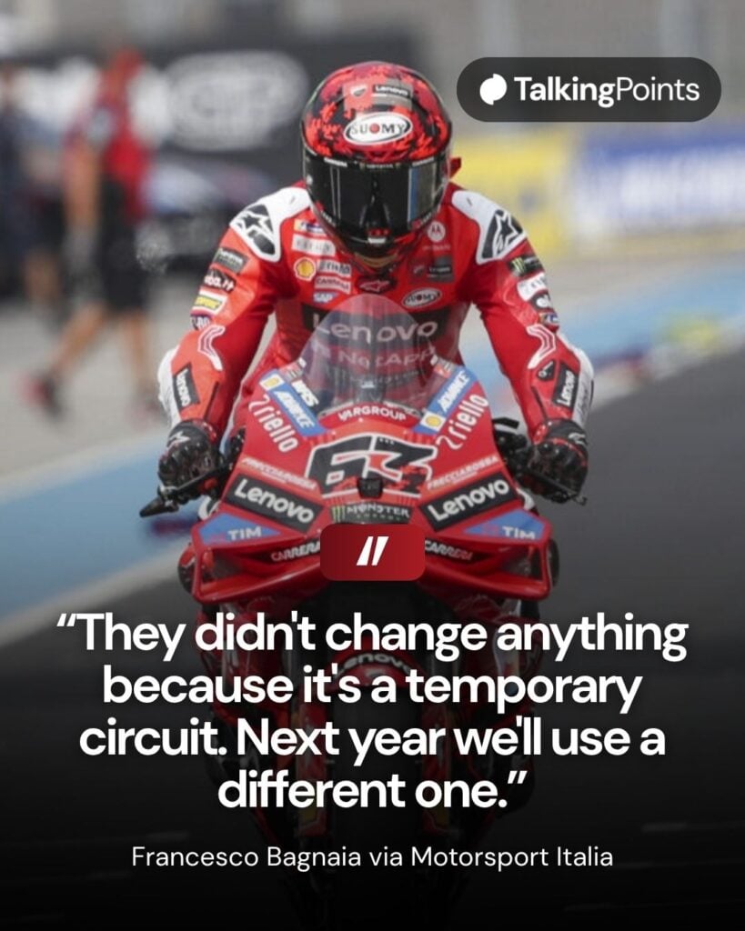 Francesco Bagnaia leaves the pit lane on his Ducati bike at the 2025 Hungarian Grand Prix.
