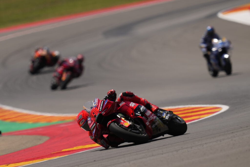 Ducati rider Marc Marquez on track during the 2025 MotoGP Aragon Grand Prix