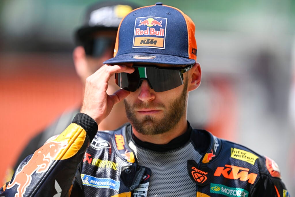 KTM's Brad Binder adjusts his sunglasses at the Italian Grand Prix