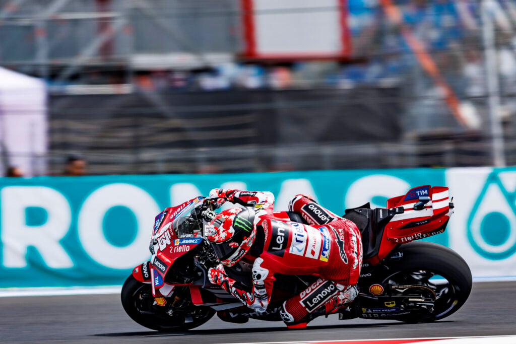 Ducati rider Francesco Bagnaia on track during practice at the 2026 MotoGP Hungarian Grand Prix