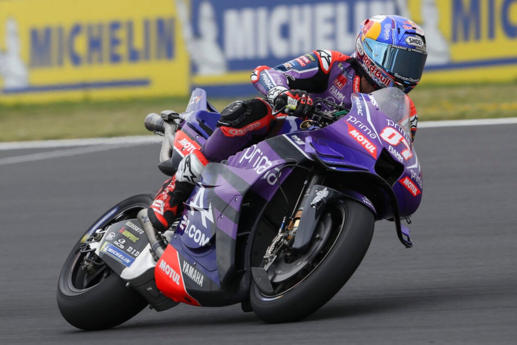 Pramac Yamaha rider Torak Razgatlioglu on track during practice for the 2026 MotoGP Hungarian Grand Prix