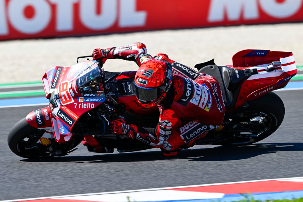 Ducati rider Marc Marquez on track at the 2026 MotoGP Hungarian Grand Prix