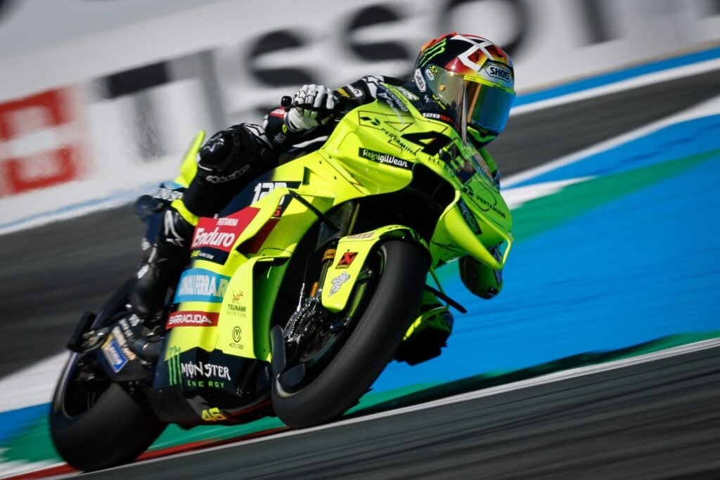 VR46 rider Fabio Di Giannantonio on track during practice for the 2026 MotoGP Dutch Grand Prix