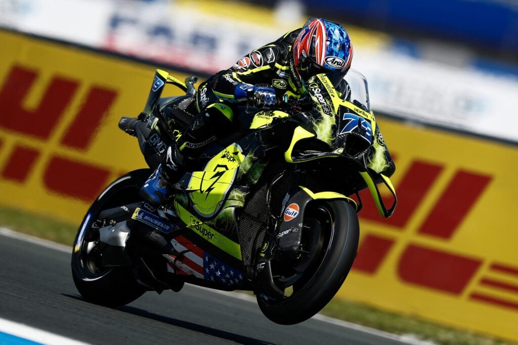 Trackhouse rider Ai Ogura on track during practice for the 2026 MotoGP Dutch Grand Prix.