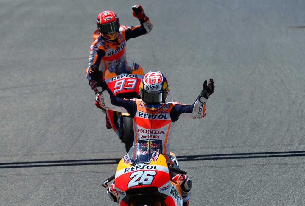Former Honda rider Marc Marquez and Dani Pedrosa.