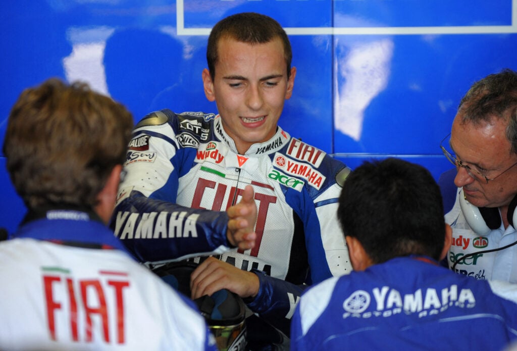 MotoGP rookie Jorge Lorenzo spoke to Yamaha officials ahead of the San Marino and Rimini Grands Prix.