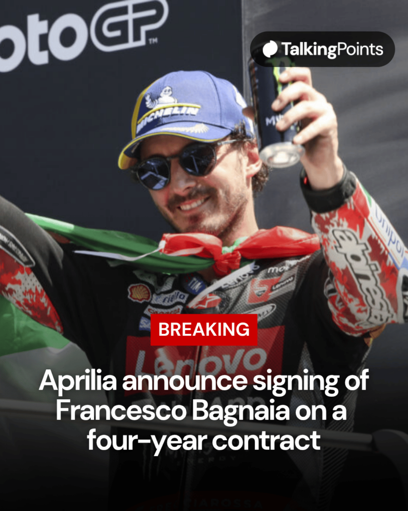 Francesco Bagnaia celebrating after the Italian Grand Prix
