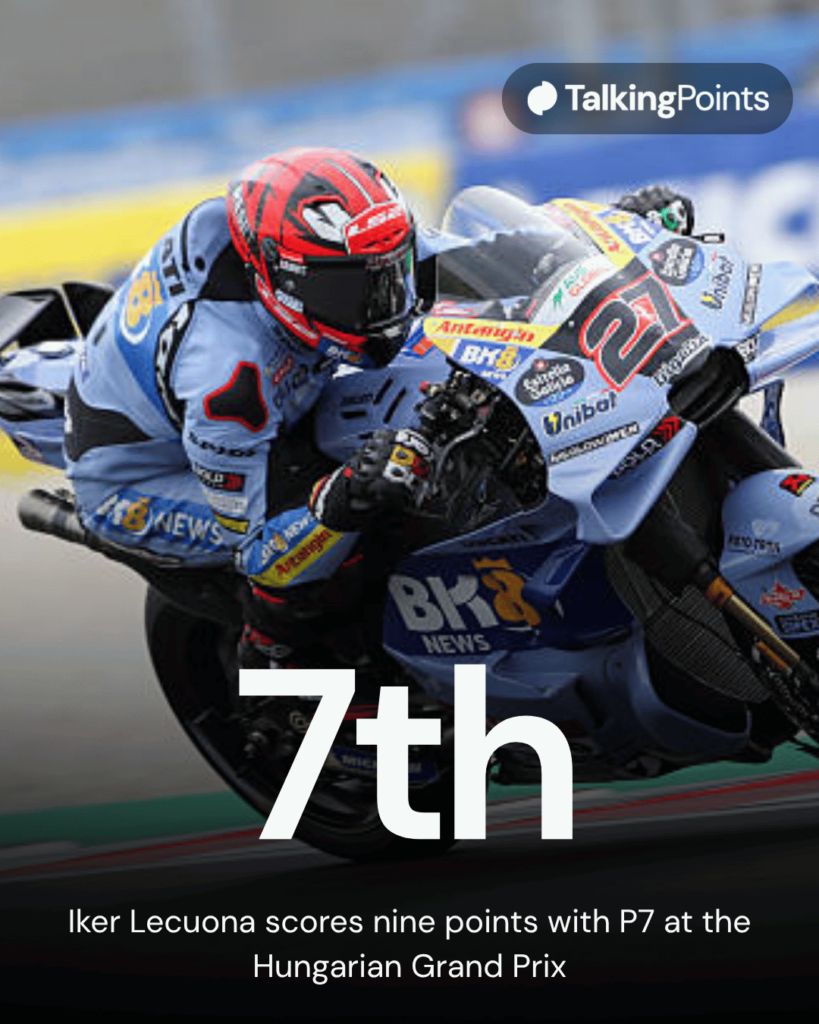 Gresini rider Iker Lecuona at the 2026 Hungarian Grand Prix