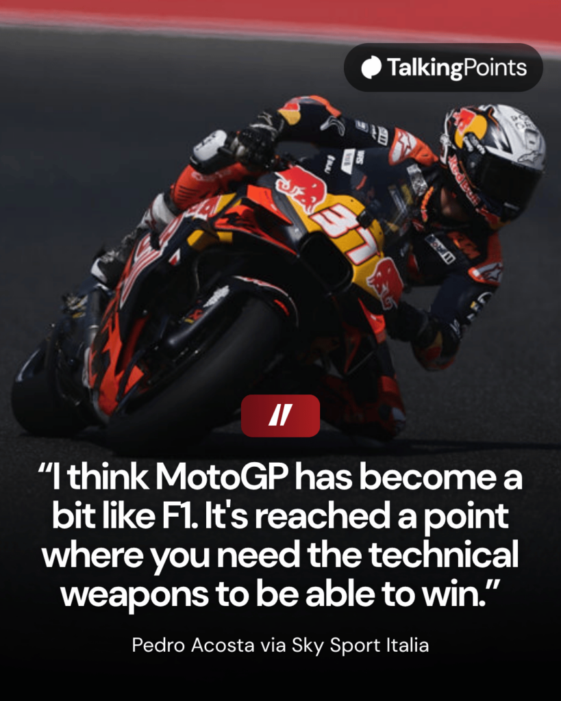 KTM rider Pedro Acosta on track at Mugello during qualifying for the 2025 MotoGP Italian Grand Prix