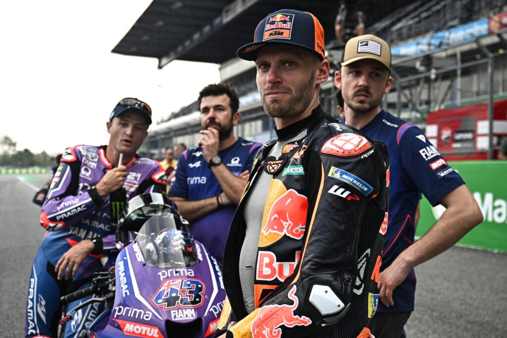 Jack Miller and Brad Binder during a group photo session at the 2026 MotoGP Thai Grand Prix