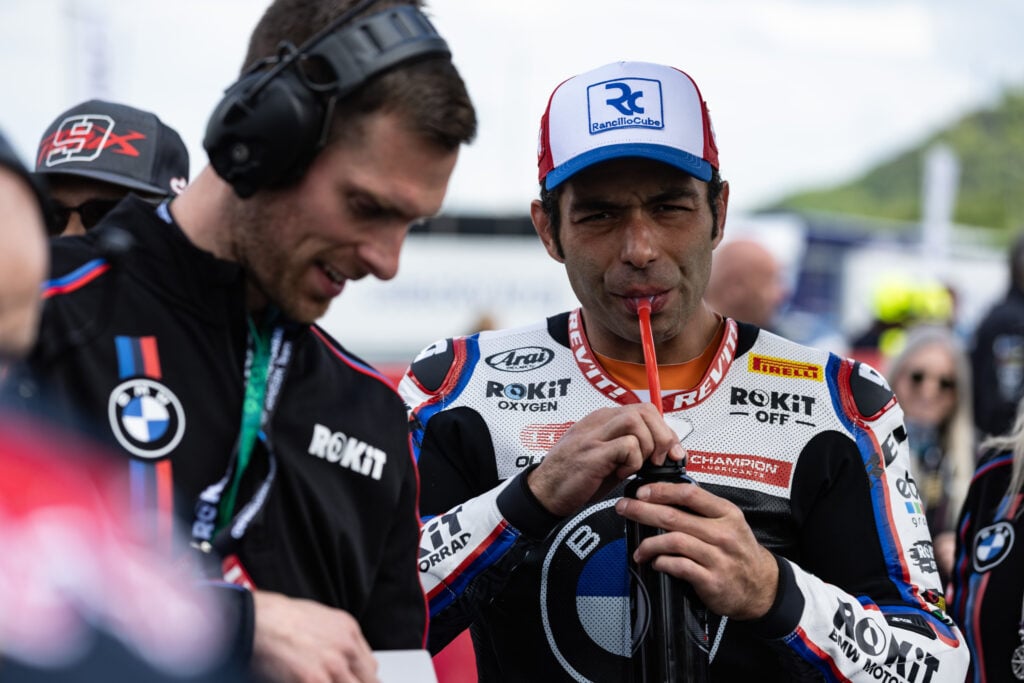 BMW World Superbike rider Danilo Petrucci on the grid before Race 1 at the Most round