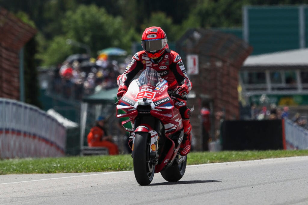 Ducati rider Marc Marquez on track during the 2026 MotoGP German Grand Prix
