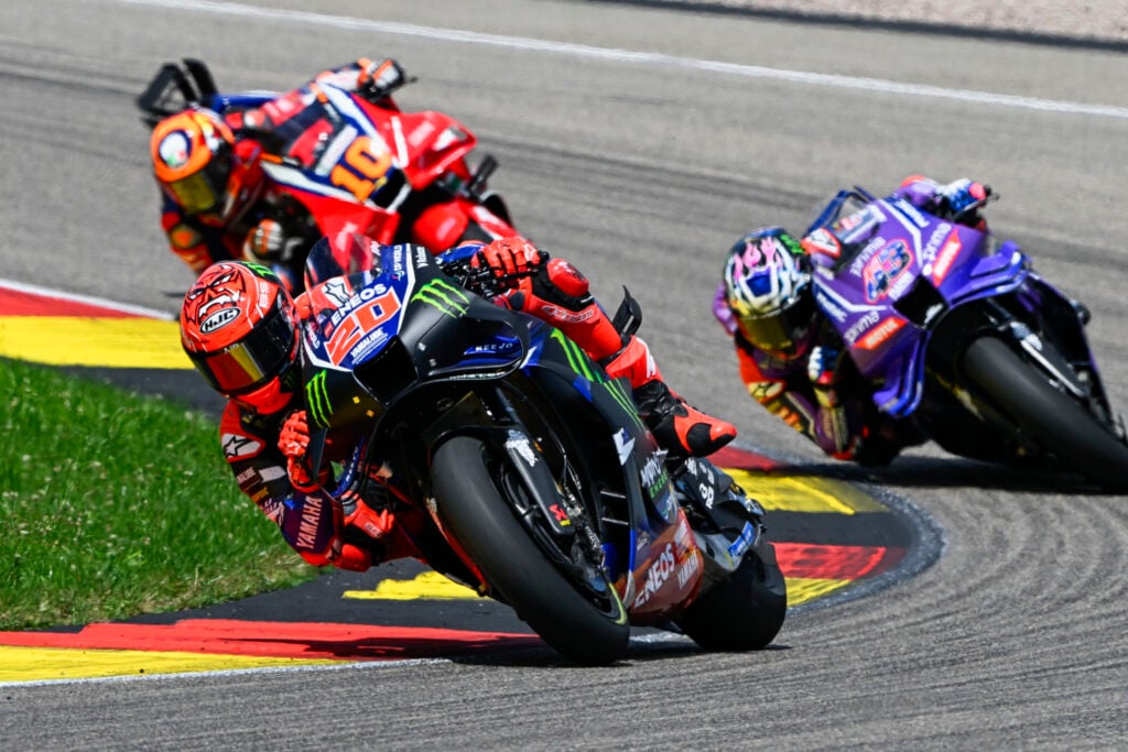 Yamaha rider Fabio Quartararo on track during the 2026 MotoGP German Grand Prix