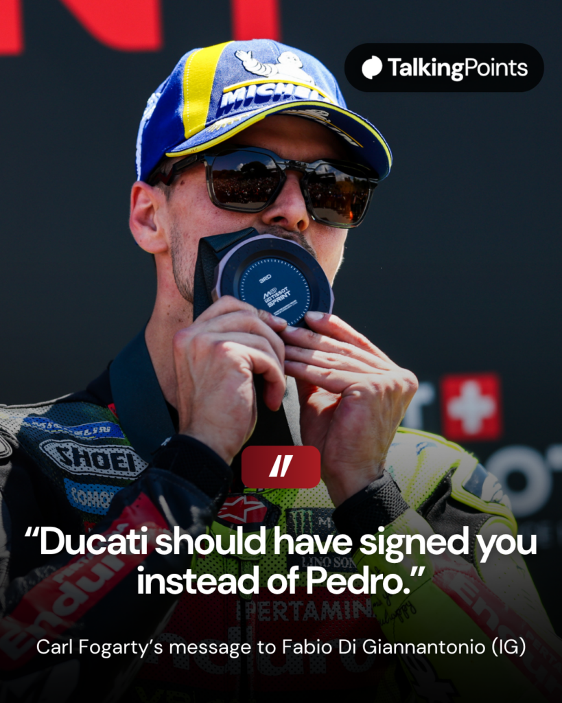 Fabio Di Giannantonio of VR46 kisses a MotoGP sprint medal