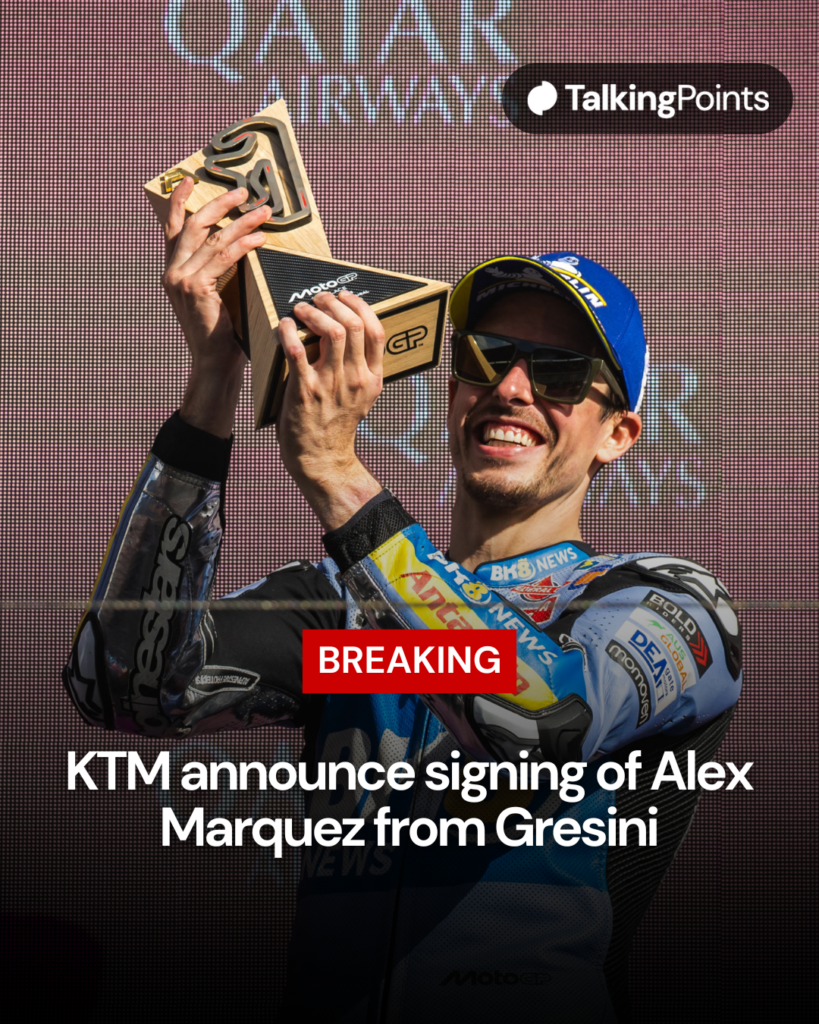 Alex Marquez of Gresini celebrates on the Portuguese GP podium
